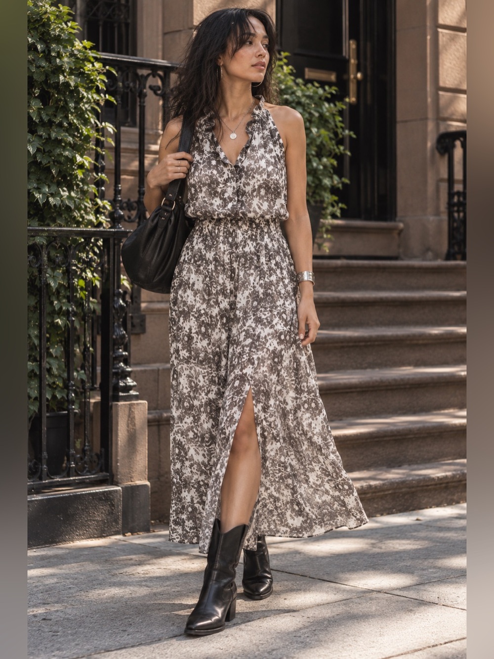 AllSaints Nyla Floral Ruffle Maxi Dress Grunge Romantic